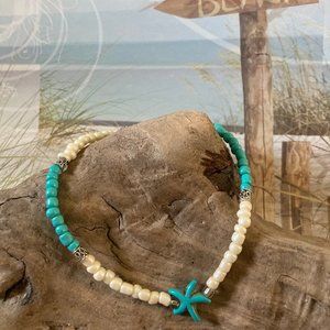 Aqua and Ivory Starfish Stretch Beach Anlet